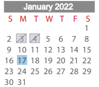 District School Academic Calendar for Project Restore for January 2022