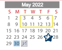 District School Academic Calendar for Project Restore for May 2022