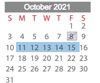 District School Academic Calendar for Peach Creek Elementary for October 2021