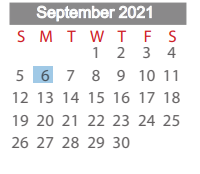 District School Academic Calendar for Project Restore for September 2021