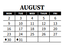 District School Academic Calendar for Logan Elementary for August 2021