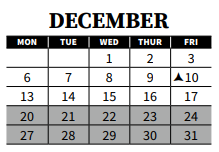 District School Academic Calendar for The Bridge Spec School for December 2021