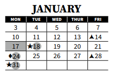District School Academic Calendar for Wilson Elementary for January 2022