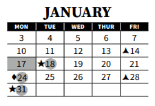 District School Academic Calendar for North Central High School for January 2022