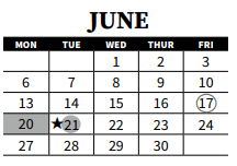 District School Academic Calendar for Shaw Middle School for June 2022