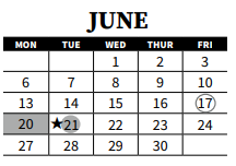 District School Academic Calendar for The Bridge Spec School for June 2022