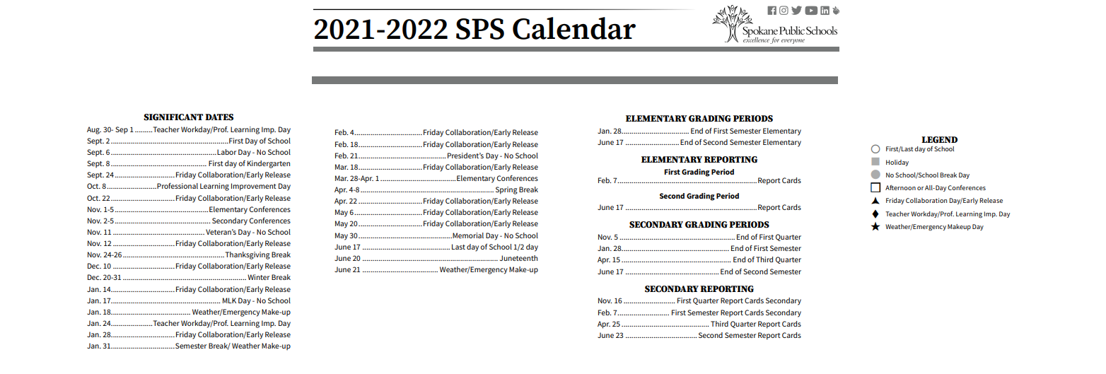 District School Academic Calendar Key for Linwood Elementary