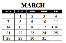 District School Academic Calendar for Alternative Northeast Community Center Preschool for March 2022