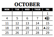District School Academic Calendar for A-3 Multiagency Adolescent Prog for October 2021