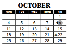 District School Academic Calendar for Bigfoot Preschool for October 2021