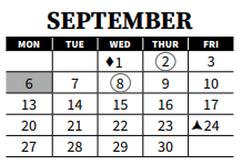District School Academic Calendar for A-3 Multiagency Adolescent Prog for September 2021