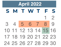 District School Academic Calendar for School For Accelerated Lrn for April 2022