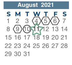 District School Academic Calendar for Sp Ed Contract for August 2021