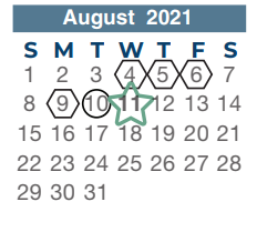 District School Academic Calendar for Deloras E Thompson Elementary for August 2021