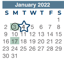 District School Academic Calendar for Ginger Mcnabb Elementary for January 2022