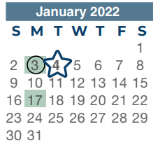 District School Academic Calendar for Spring High School for January 2022