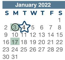 District School Academic Calendar for Ponderosa Elementary School for January 2022