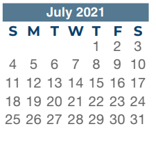 District School Academic Calendar for Clark Primary School for July 2021