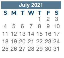 District School Academic Calendar for Spring High School for July 2021