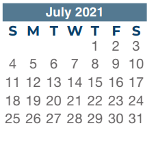 District School Academic Calendar for Donna Lewis Elementary for July 2021