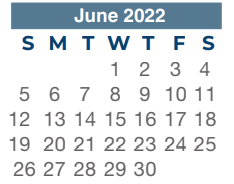 District School Academic Calendar for Salyers Elementary for June 2022