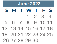 District School Academic Calendar for Andy Dekaney High School for June 2022