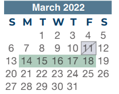 District School Academic Calendar for School For Accelerated Lrn for March 2022