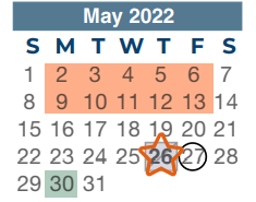 District School Academic Calendar for Spring High School for May 2022