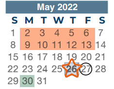 District School Academic Calendar for Clark Intermediate School for May 2022