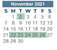 District School Academic Calendar for Edwin M Wells Middle for November 2021