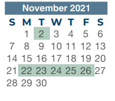 District School Academic Calendar for Bammel Middle School for November 2021