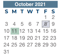 District School Academic Calendar for Anderson Elementary School for October 2021