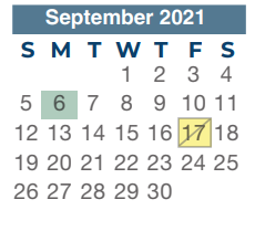 District School Academic Calendar for Westfield High School for September 2021