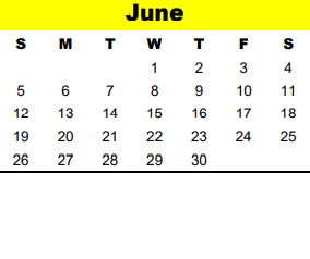 District School Academic Calendar for Memorial High School for June 2022