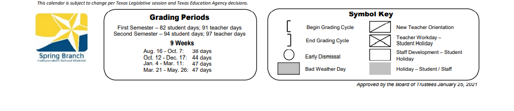 District School Academic Calendar Key for The Wildcat Way School