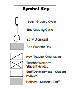 District School Academic Calendar Legend for Spring Branch Elementary