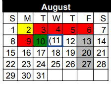 District School Academic Calendar for Spring Hill Junior High for August 2021