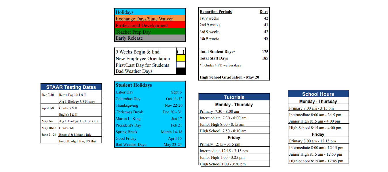 District School Academic Calendar Key for Spring Hill Intermediate