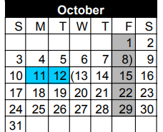 District School Academic Calendar for Spring Hill Daep for October 2021