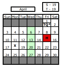 District School Academic Calendar for Springfield Ball Charter School for April 2022