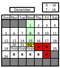 District School Academic Calendar for Early Learning Center for December 2021