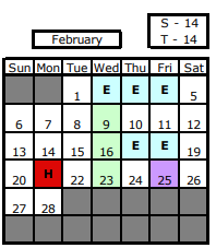 District School Academic Calendar for U S Grant Middle School for February 2022