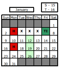District School Academic Calendar for Lindsay School for January 2022