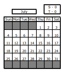 District School Academic Calendar for U S Grant Middle School for July 2021