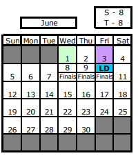 District School Academic Calendar for Benjamin Franklin Middle School for June 2022