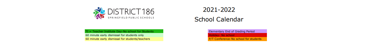 District School Academic Calendar Key for Early Learning Center