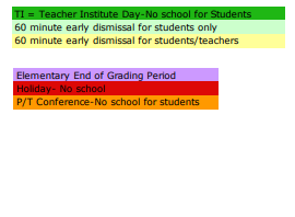 District School Academic Calendar Legend for Black Hawk Elem School