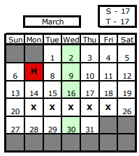 District School Academic Calendar for Elizabeth Graham Elem School for March 2022