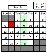 District School Academic Calendar for Jefferson Middle School for March 2022