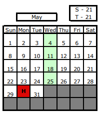 District School Academic Calendar for Pleasant Hill Elem School for May 2022